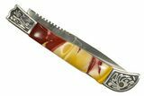 Pocket Knife With Mookaite Jasper Inlays & Matching Base #327599-4
